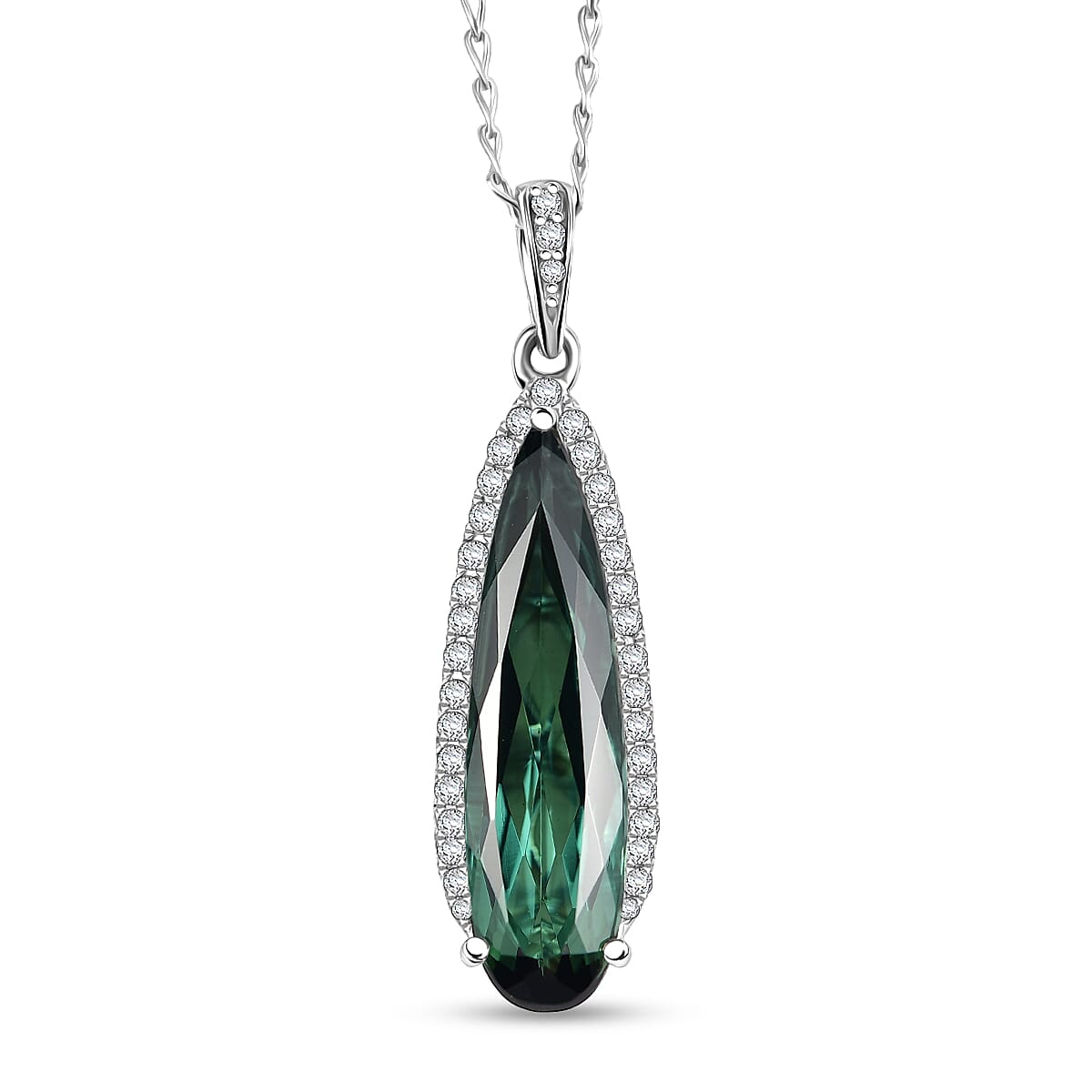Certified & Appraised Rhapsody AAAA Santa Rosa Tourmaline and E-F VS Diamond 4.78 ctw Pendant Necklace in 950 Platinum 20 Inches