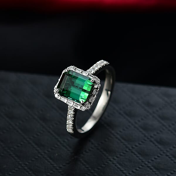 Certified & Appraised Rhapsody AAAA Santa Rosa Tourmaline And E-F VS Diamond 2.99 Ctw Ring In 950 Platinum 5.90 Grams