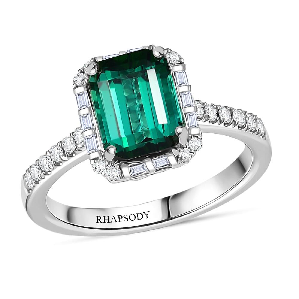 Certified & Appraised Rhapsody AAAA Santa Rosa Tourmaline and E-F VS Diamond 2.99 ctw Ring in 950 Platinum 5.90 Grams