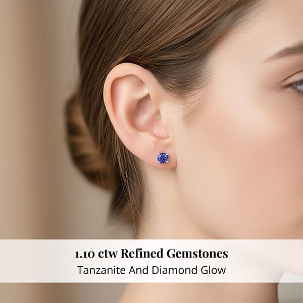 Certified & Appraised Rhapsody AAAA Tanzanite 1.10 Ctw Solitaire Stud Earrings In 950 Platinum