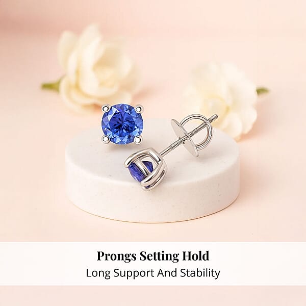 Certified & Appraised Rhapsody AAAA Tanzanite 1.10 Ctw Solitaire Stud Earrings In 950 Platinum