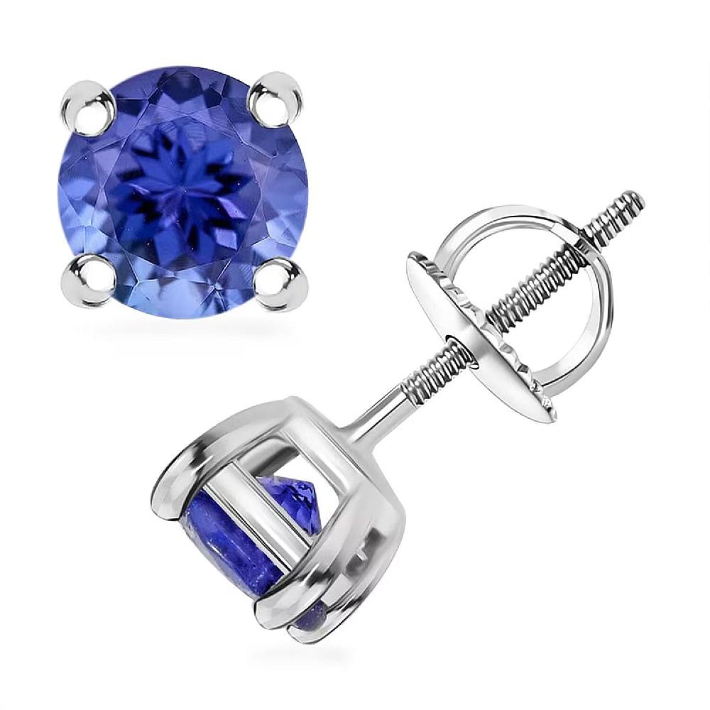 Certified & Appraised Rhapsody AAAA Tanzanite 1.10 ctw Solitaire Stud Earrings in 950 Platinum