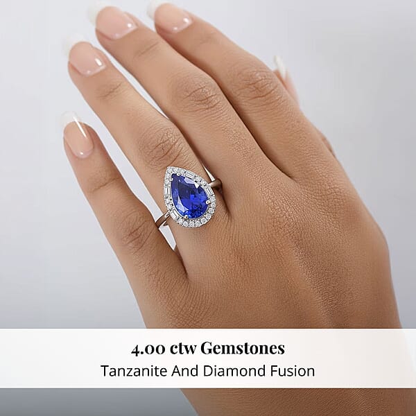 Certified & Appraised Rhapsody AAAA Tanzanite And Diamond E-F VS 4.00 Ctw Ring In 950 Platinum 7.80 Grams
