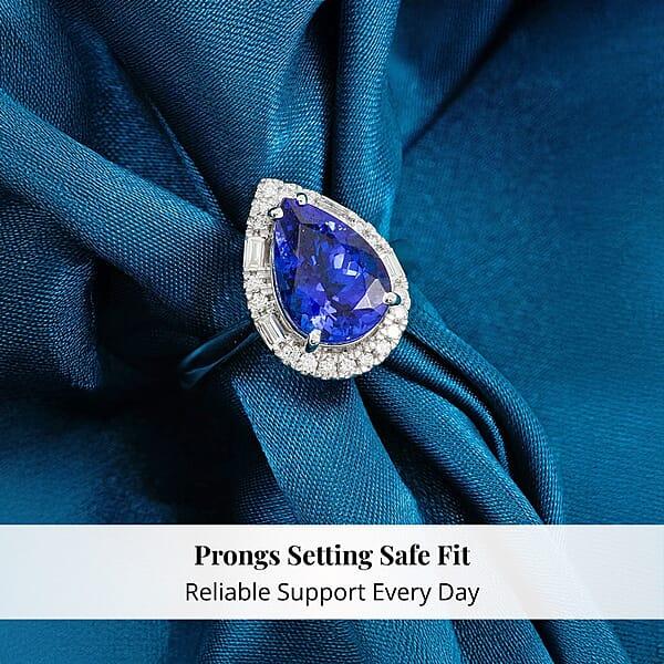 Certified & Appraised Rhapsody AAAA Tanzanite And Diamond E-F VS 4.00 Ctw Ring In 950 Platinum 7.80 Grams
