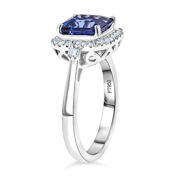 Certified & Appraised Rhapsody AAAA Tanzanite And Diamond E-F VS 3.01 Ctw Ring In 950 Platinum 6.10 Grams