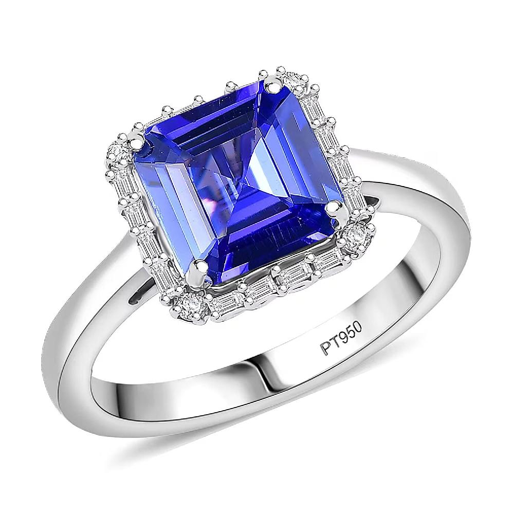 Certified & Appraised Rhapsody AAAA Tanzanite and Diamond E-F VS 2.30 ctw Ring in 950 Platinum 6 Grams