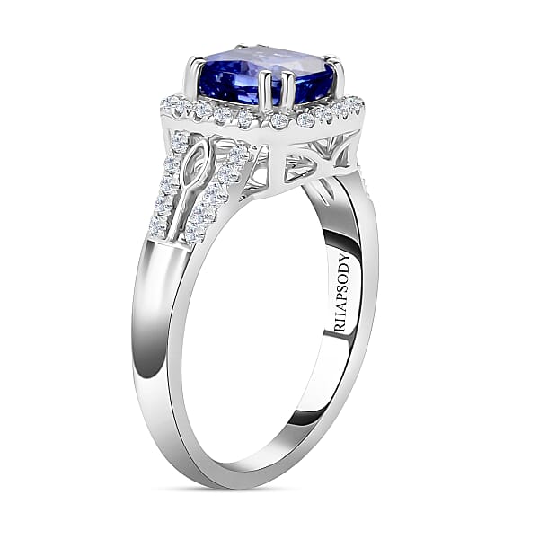 Certified & Appraised Rhapsody AAAA Tanzanite And E-F VS Diamond 2.10 Ctw Ring In 950 Platinum 6.60 Grams