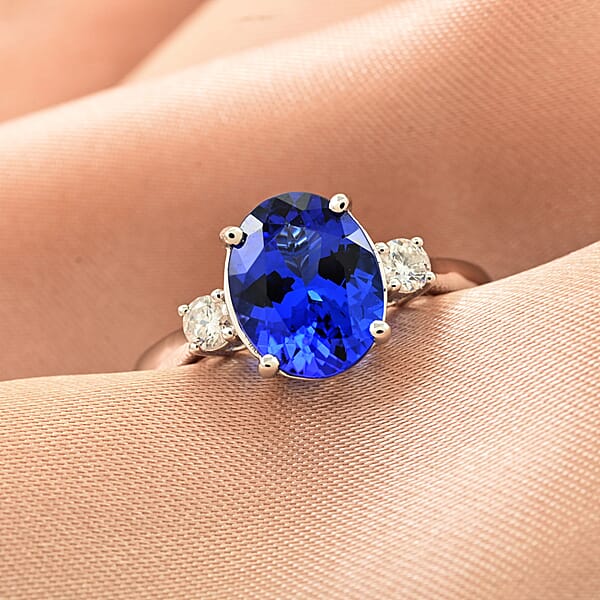 Certified & Appraised Rhapsody AAAA Tanzanite And E-F VS Diamond 3.10 Ctw Ring In 950 Platinum 5.40 Grams