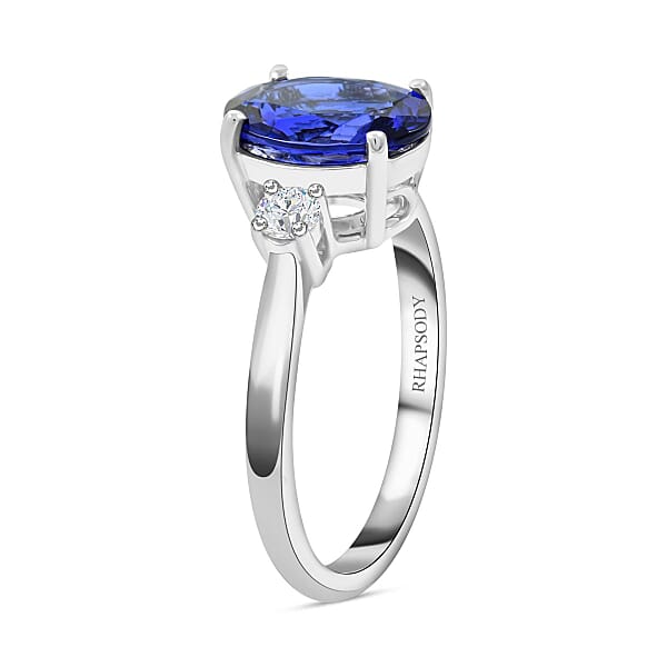 Certified & Appraised Rhapsody AAAA Tanzanite And E-F VS Diamond 3.10 Ctw Ring In 950 Platinum 5.40 Grams