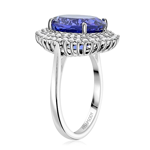 Certified & Appraised Rhapsody AAAA Tanzanite And E-F VS Diamond 5.50 Ctw Ring In 950 Platinum 7.10 Grams