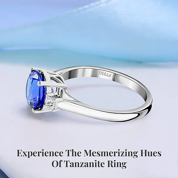 Certified & Appraised Rhapsody AAAA Tanzanite And E-F VS Diamond 2.00 Ctw Ring In 950 Platinum 4.70 Grams