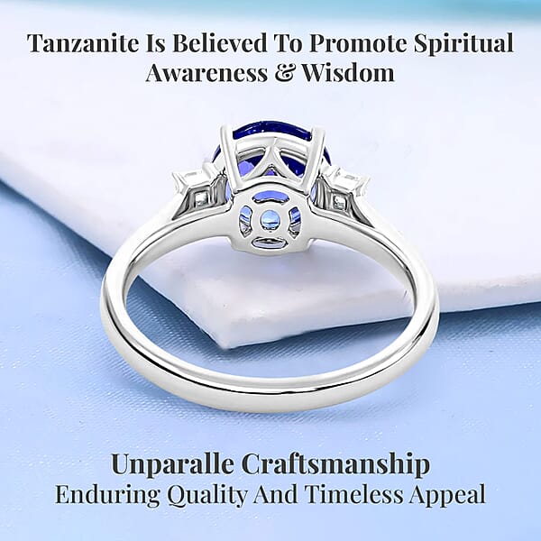 Certified & Appraised Rhapsody AAAA Tanzanite And E-F VS Diamond 2.00 Ctw Ring In 950 Platinum 4.70 Grams