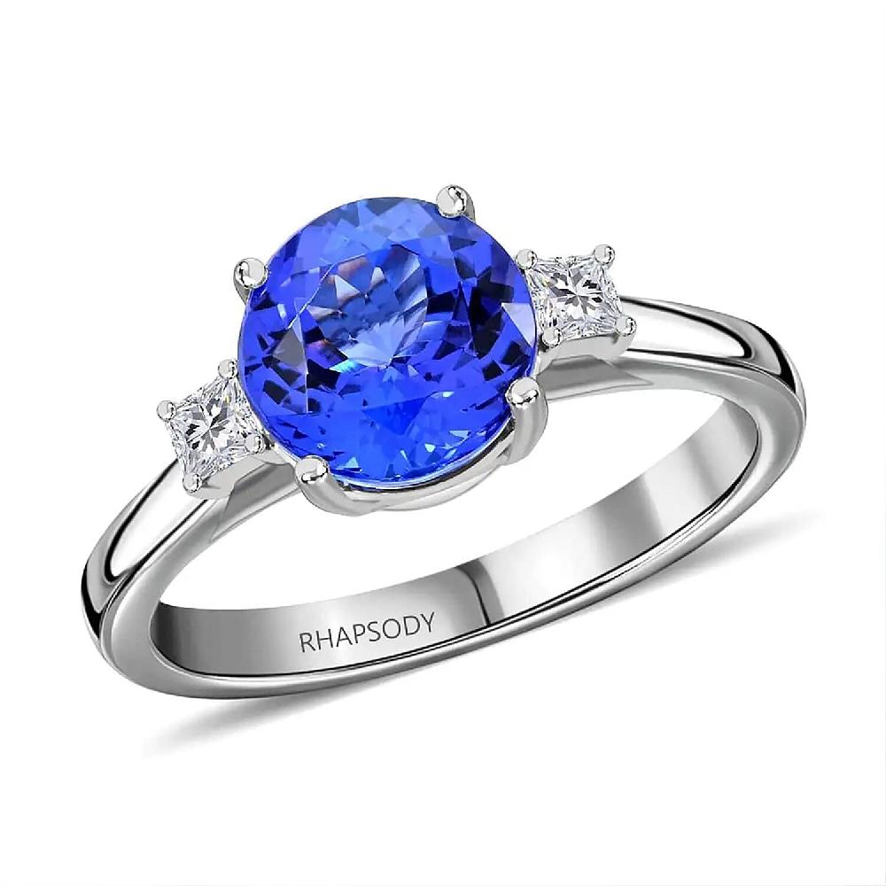 Certified & Appraised Rhapsody AAAA Tanzanite And E-F VS Diamond 2.00 Ctw Ring In 950 Platinum 4.70 Grams