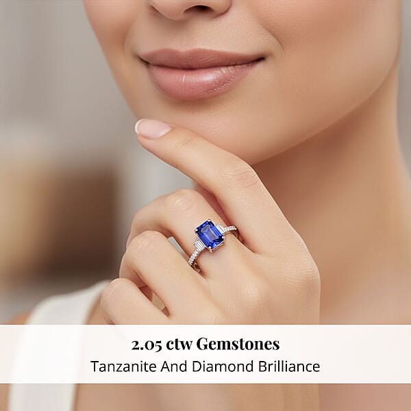 Certified & Appraised Rhapsody AAAA Tanzanite And E-F VS Diamond 2.05 Ctw Ring In 950 Platinum 5.15 Grams