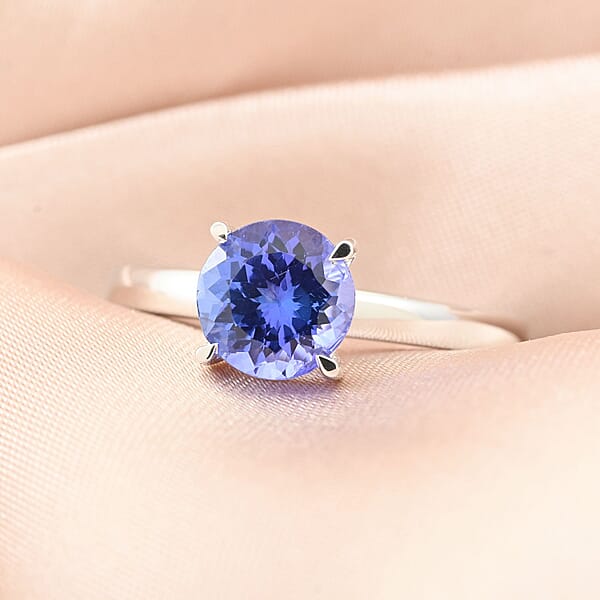 Certified & Appraised Rhapsody AAAA Tanzanite And E-F VS Diamond 1.45 Ctw Ringin 950 Platinum 4.85 Grams