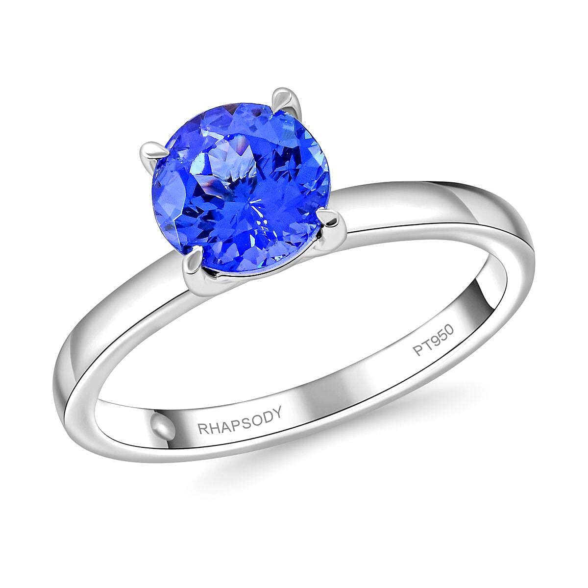 Certified & Appraised Rhapsody AAAA Tanzanite and E-F VS Diamond 1.45 ctw Ringin 950 Platinum 4.85 Grams