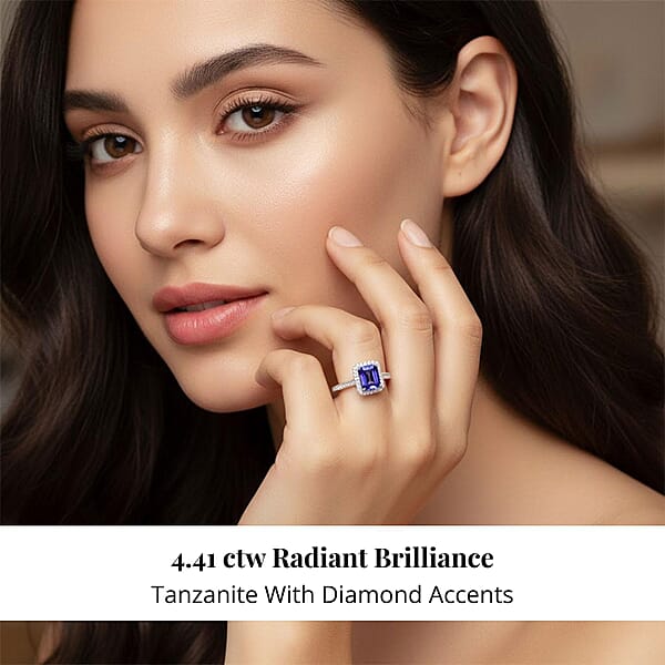 Certified & Appraised Rhapsody AAAA Tanzanite And E-F VS Diamond 4.41 Ctw Ring In 950 Platinum 6.40 Grams (Del. In 10-15 Days)