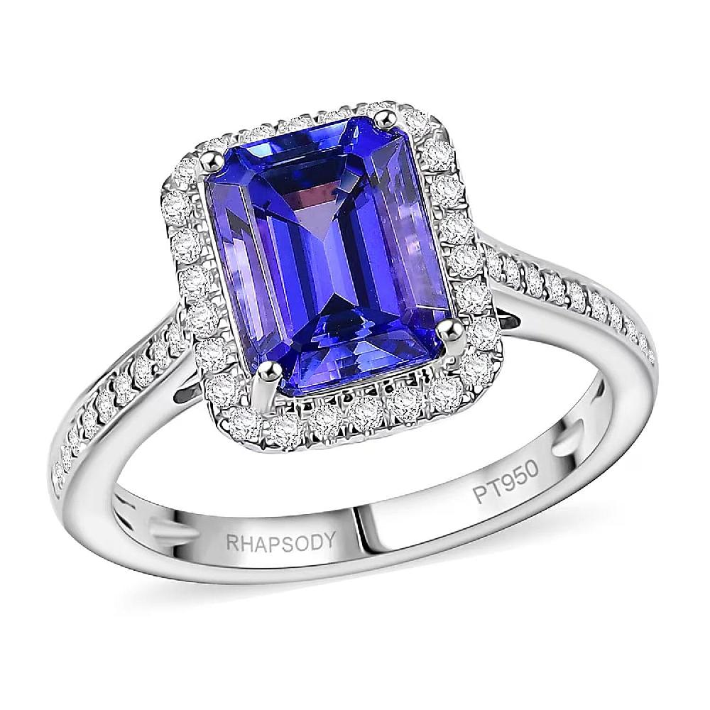 Certified & Appraised Rhapsody AAAA Tanzanite and E-F VS Diamond 4.41 ctw Ring in 950 Platinum 6.40 Grams (Del. in 10-15 Days)