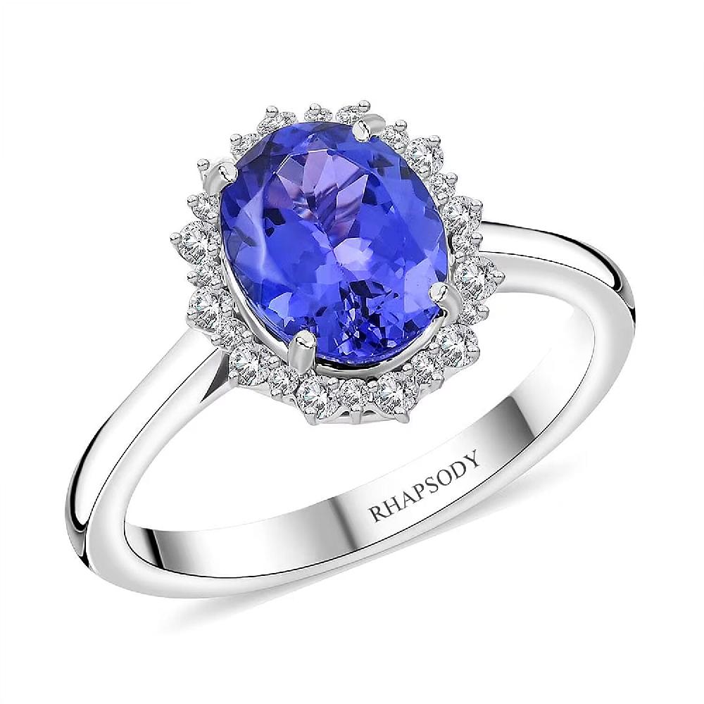 Certified & Appraised Rhapsody AAAA Tanzanite and E-F VS Diamond 2.25 ctw Ring in 950 Platinum 6.20 Grams