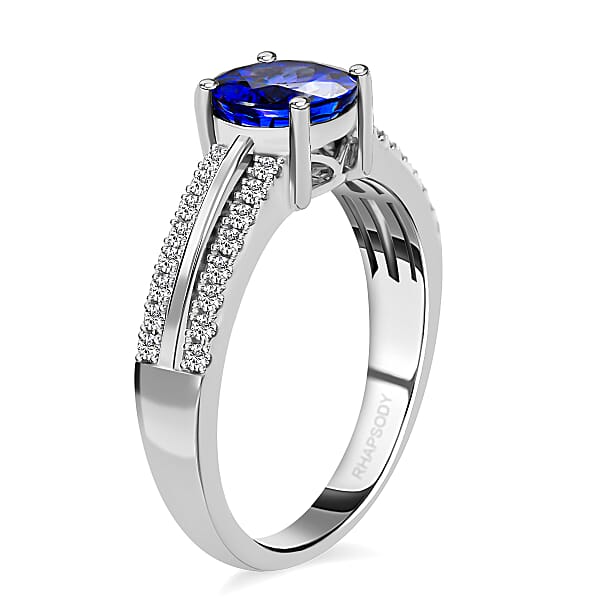 Certified & Appraised Rhapsody AAAA Tanzanite And E-F VS Diamond 1.80 Ctw Ring In 950 Platinum 5.70 Grams