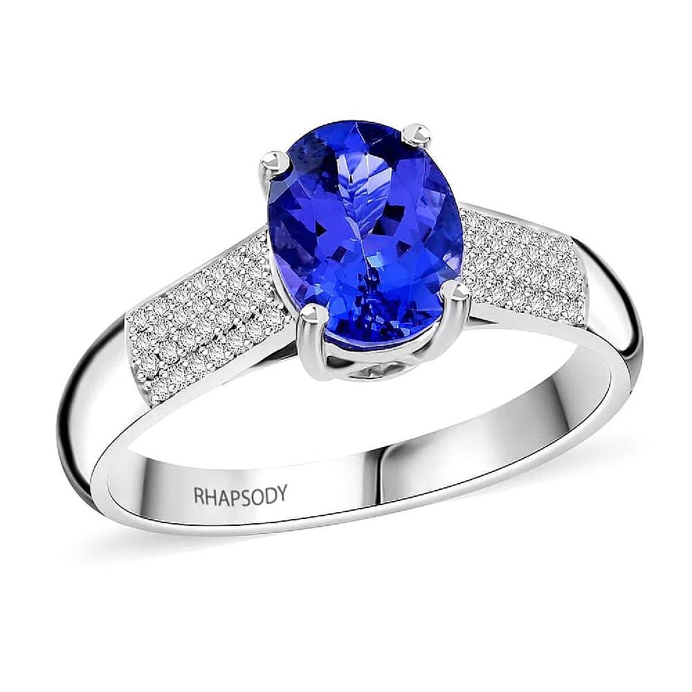 Certified & Appraised Rhapsody AAAA Tanzanite and E-F VS Diamond 2.30 ctw Ring in 950 Platinum 7.90 Grams