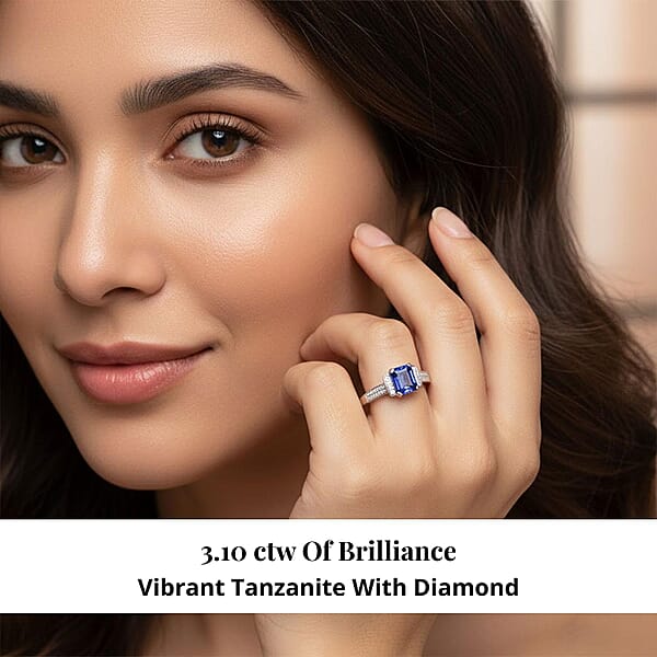 Certified & Appraised Rhapsody AAAA Tanzanite And E-F VS Diamond 3.10 Ctw Ring In 950 Platinum 5.53 Grams (Del. In 10-15 Days)