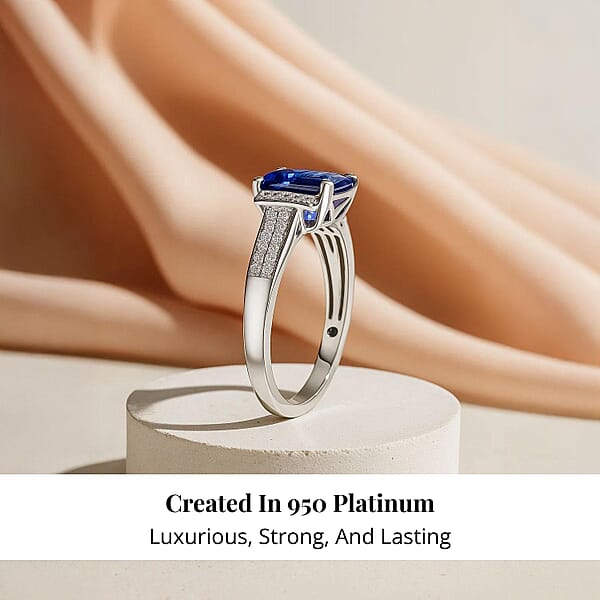 Certified & Appraised Rhapsody AAAA Tanzanite And E-F VS Diamond 3.10 Ctw Ring In 950 Platinum 5.53 Grams (Del. In 10-15 Days)