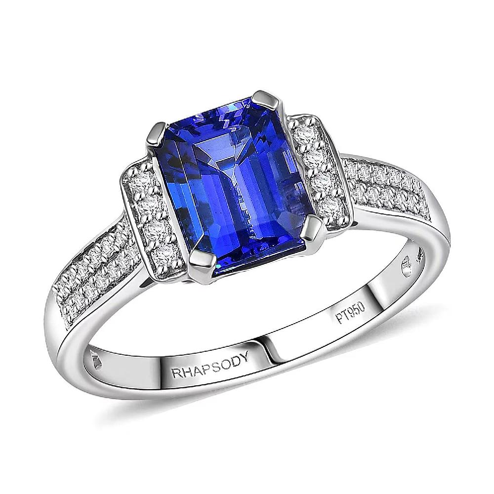 Certified & Appraised Rhapsody AAAA Tanzanite and E-F VS Diamond 3.10 ctw Ring in 950 Platinum 5.53 Grams (Del. in 10-15 Days)