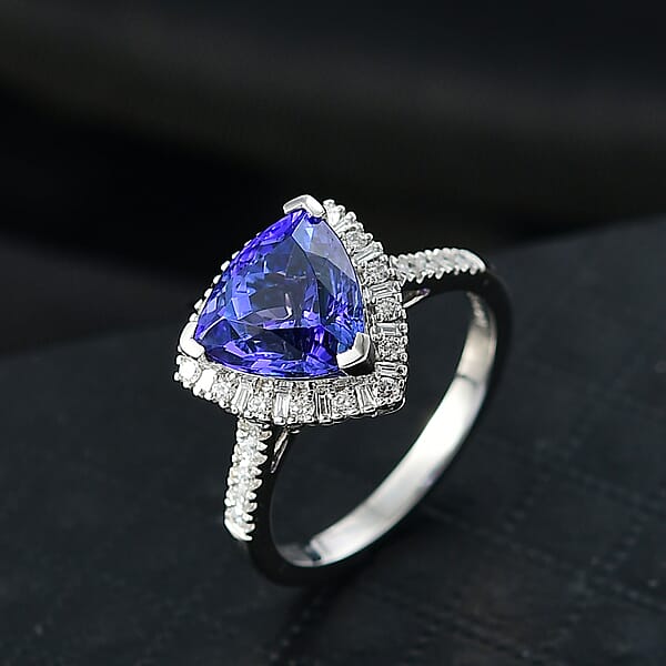Certified & Appraised Rhapsody AAAA Tanzanite And E-F VS Diamond 3.54 Ctw Ring In 950 Platinum 5.77 Grams