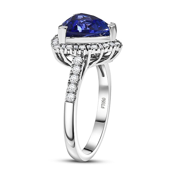 Certified & Appraised Rhapsody AAAA Tanzanite And E-F VS Diamond 3.54 Ctw Ring In 950 Platinum 5.77 Grams