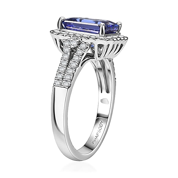 Certified & Appraised Rhapsody AAAA Tanzanite And E-F VS Diamond 3.00 Ctw Ring In 950 Platinum