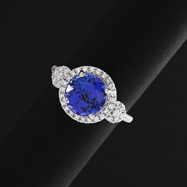 Certified & Appraised Rhapsody AAAA Tanzanite And E-F VS Diamond 3.50 Ctw Ring In 950 Platinum 5.73 Grams
