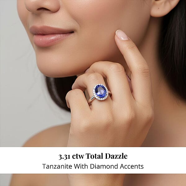 Certified & Appraised Rhapsody AAAA Tanzanite And E-F VS Diamond 3.21 Ctw Ring In 950 Platinum 5.72 Grams (Del. In 10-15 Days)