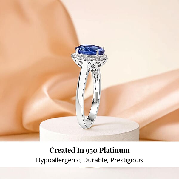 Certified & Appraised Rhapsody AAAA Tanzanite And E-F VS Diamond 3.21 Ctw Ring In 950 Platinum 5.72 Grams (Del. In 10-15 Days)