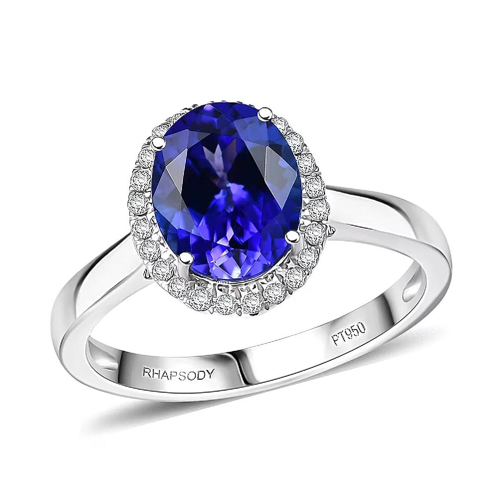 Certified & Appraised Rhapsody AAAA Tanzanite and E-F VS Diamond 3.21 ctw Ring in 950 Platinum 5.72 Grams (Del. in 10-15 Days)