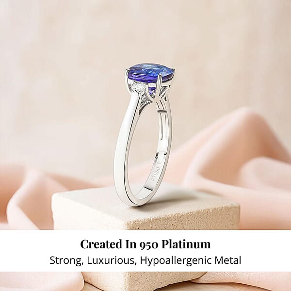 Certified & Appraised Rhapsody AAAA Tanzanite And E-F VS Diamond 2.69 Ctw Ring In 950 Platinum 4.58 Grams (Del. In 10-15 Days)