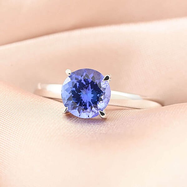 Certified & Appraised Rhapsody AAAA Tanzanite And E-F VS Diamond 1.45 Ctw Ringin 950 Platinum 4.85 Grams