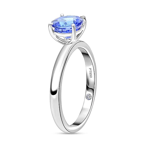 Certified & Appraised Rhapsody AAAA Tanzanite And E-F VS Diamond 1.45 Ctw Ringin 950 Platinum 4.85 Grams