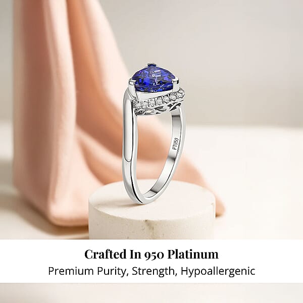 Certified & Appraised Rhapsody AAAA Tanzanite And E-F VS Diamond 2.75 Ctw Ring In 950 Platinum 7.25 Grams (Del. In 10-15 Days)