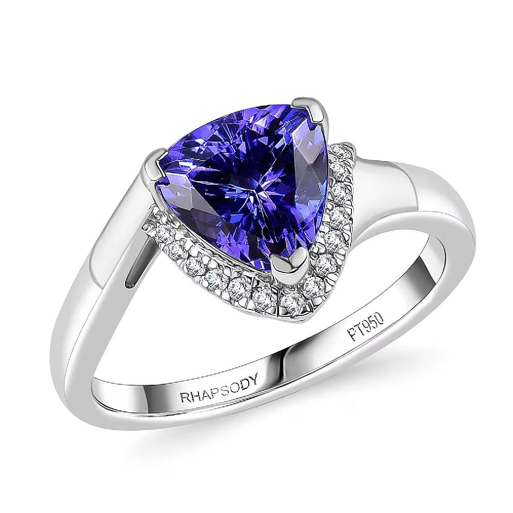 Certified & Appraised Rhapsody AAAA Tanzanite And E-F VS Diamond 2.75 Ctw Ring In 950 Platinum 7.25 Grams (Del. In 10-15 Days)