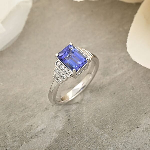 Certified & Appraised Rhapsody AAAA Tanzanite And E-F VS Diamond 2.00 Ctw Ring In 950 Platinum 6.50 Grams