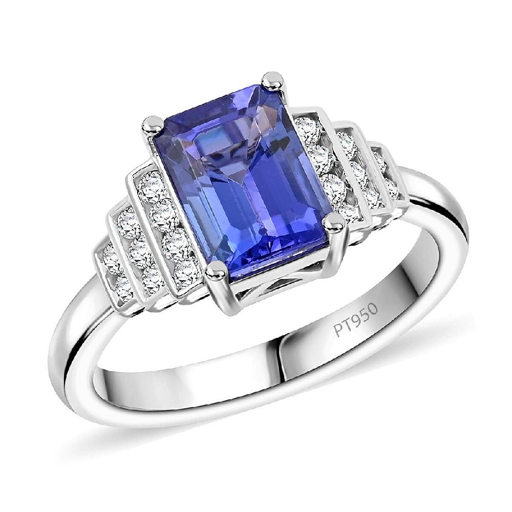 Certified & Appraised Rhapsody AAAA Tanzanite and E-F VS Diamond 2.00 ctw Ring in 950 Platinum 6.50 Grams