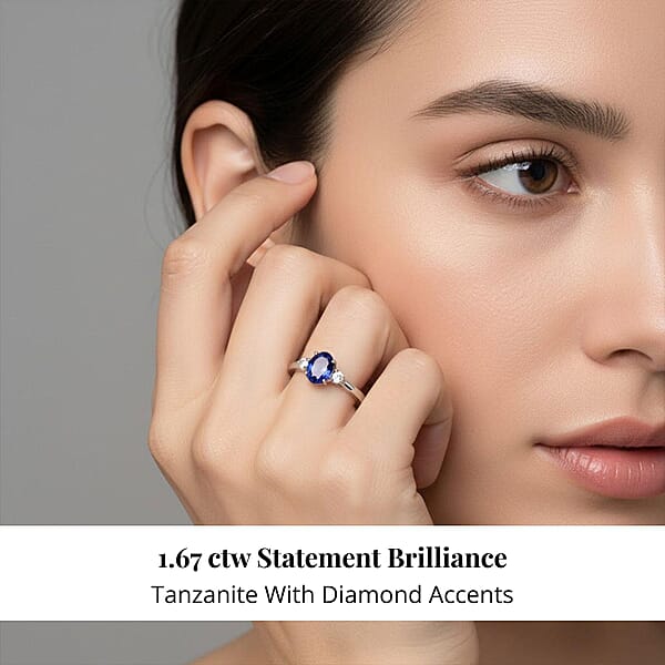 Certified & Appraised Rhapsody AAAA Tanzanite And E-F VS Diamond 1.67 Ctw Ring In 950 Platinum 4.46 Grams (Del. In 10-15 Days)