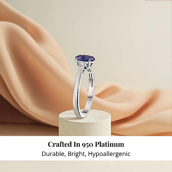 Certified & Appraised Rhapsody AAAA Tanzanite And E-F VS Diamond 1.67 Ctw Ring In 950 Platinum 4.46 Grams (Del. In 10-15 Days)