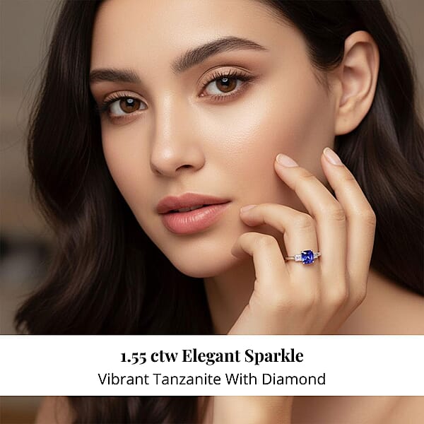 Certified & Appraised Rhapsody AAAA Tanzanite And E-F VS Diamond 1.55 Ctw Ring In 950 Platinum 4.87 Grams (Del. In 10-15 Days)