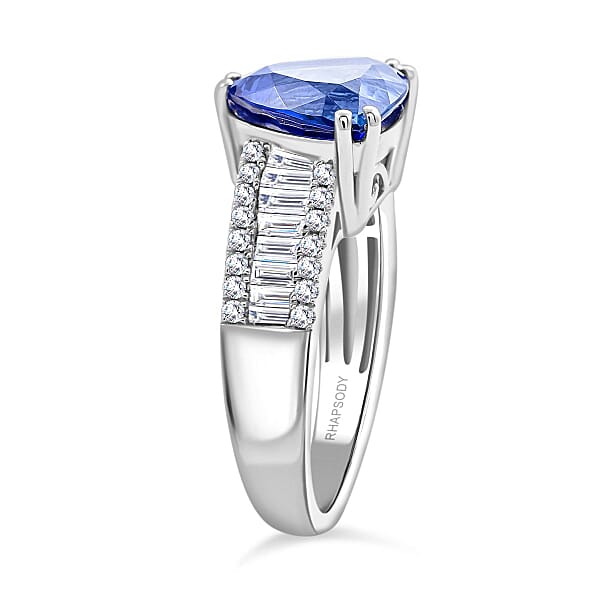 Certified & Appraised Rhapsody AAAA Tanzanite And E-F VS Diamond 5.30 Ctw Ring In 950 Platinum 8.05 Grams