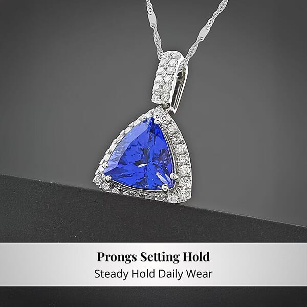 Certified & Appraised Rhapsody AAAA Tanzanite And E-F VS Diamond 4.05 Ctw Pendant Necklace In 950 Platinum 18 Inches 6.08 Grams