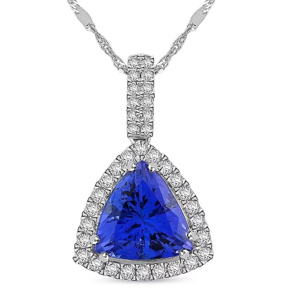 Certified & Appraised Rhapsody AAAA Tanzanite and E-F VS Diamond 4.05 ctw Pendant Necklace in 950 Platinum 18 Inches 6.08 Grams