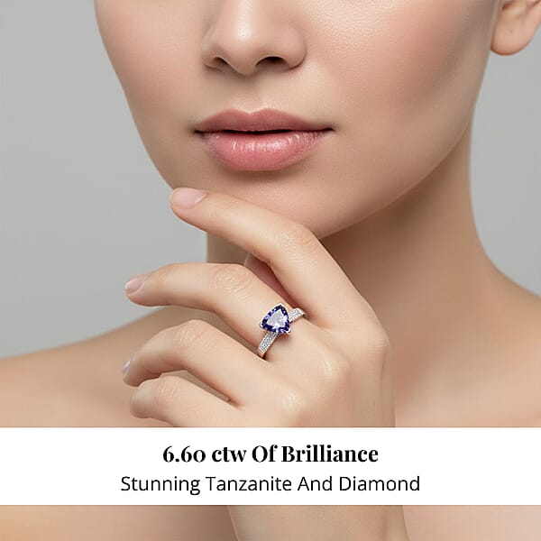 Certified & Appraised Rhapsody AAAA Tanzanite And E-F VS Diamond 4.16 Ctw Ring In 950 Platinum 6.60 Grams (Del. In 10-15 Days)