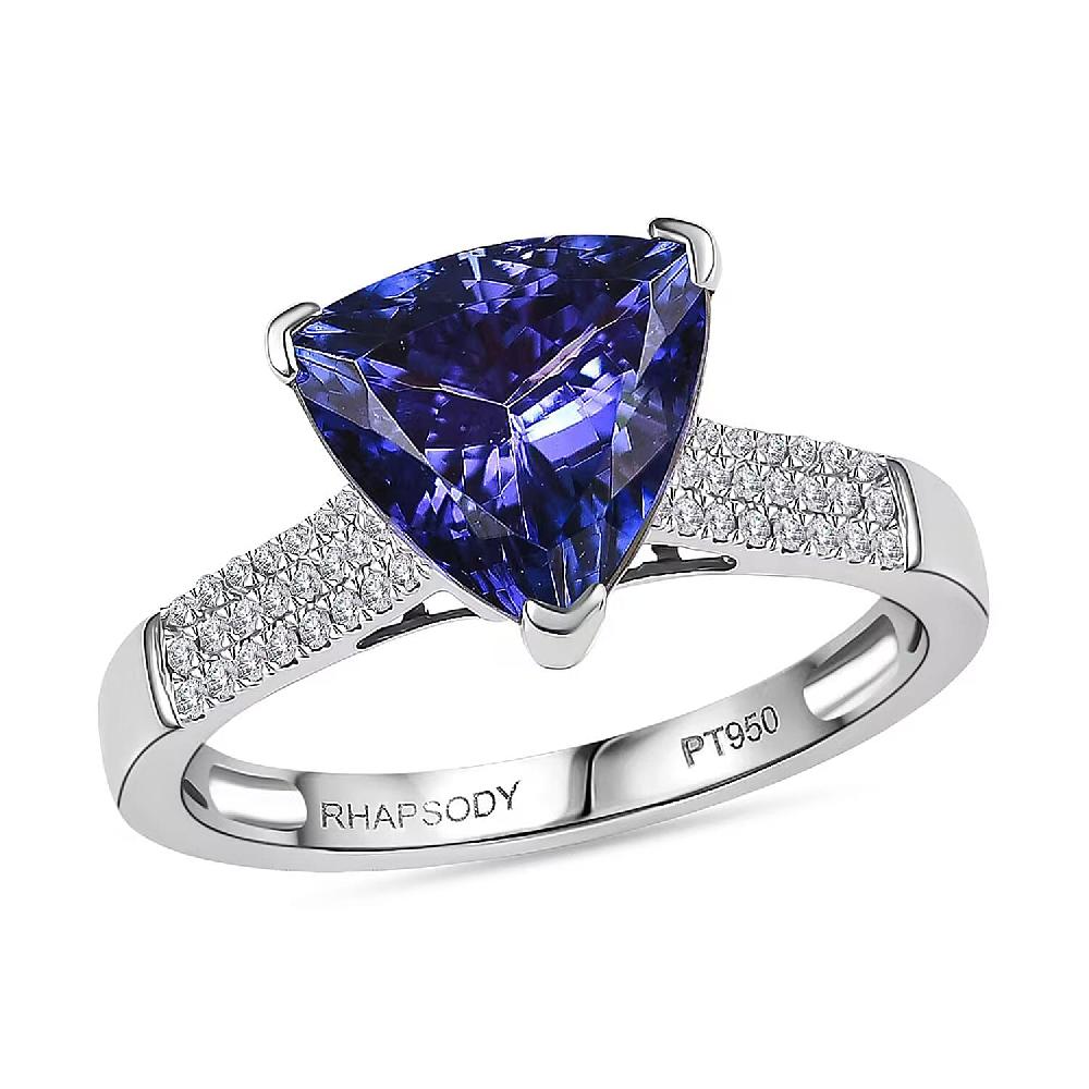 Certified & Appraised Rhapsody AAAA Tanzanite and E-F VS Diamond 4.16 ctw Ring in 950 Platinum 6.60 Grams (Del. in 10-15 Days)